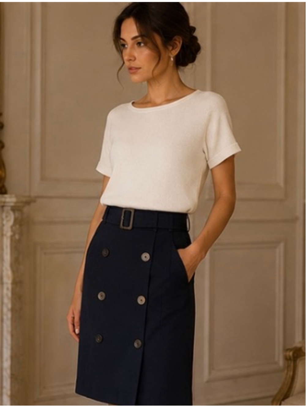 Beymen Navy Pencil Skirt Size 6 New w Tags Turkish Luxury